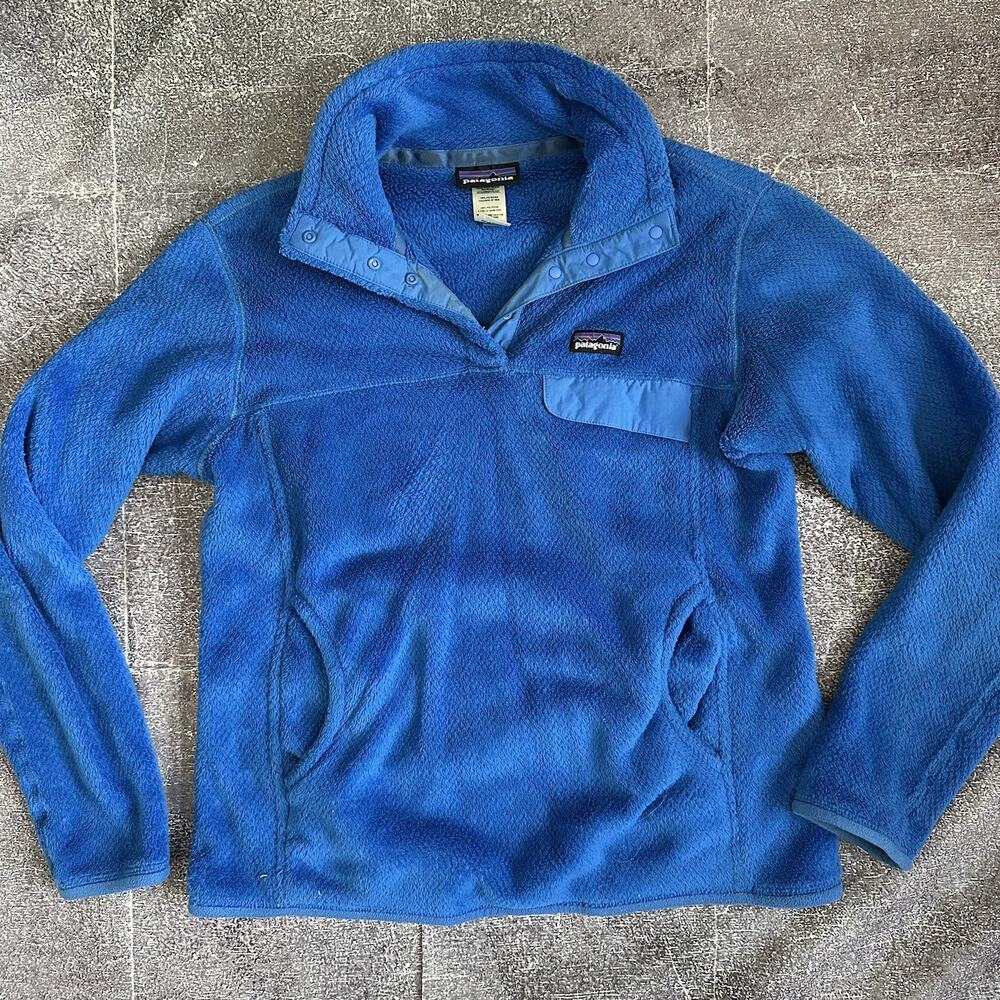 Women's Patagonia Deep Sea Blue Re Tool Snap T Fleece Bomber Light Jacket Sz M